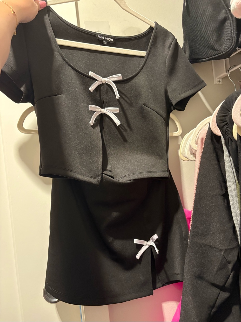 Fashion nova matching skirt set with bows